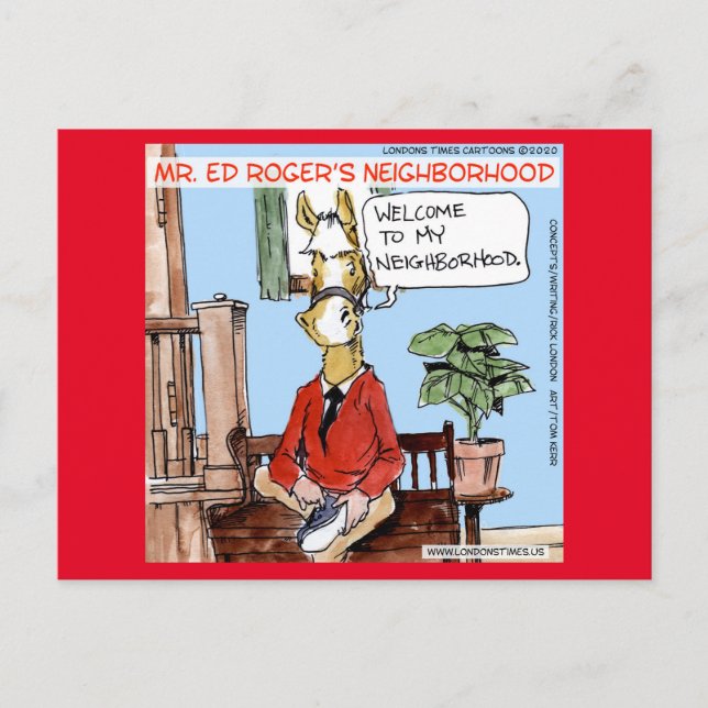 Horse Neigh-borhood Funny Rick London Comic Postcard (Front)