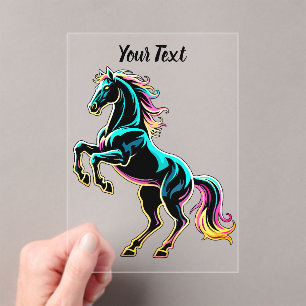 Horse Neon Light Glitch Retro Style Acrylic Invitations