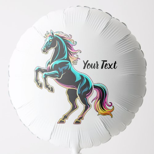 Horse Neon Light Glitch Retro Style Balloon