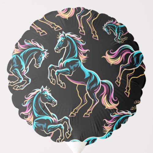 Horse Neon Light Glitch Retro Style Balloon