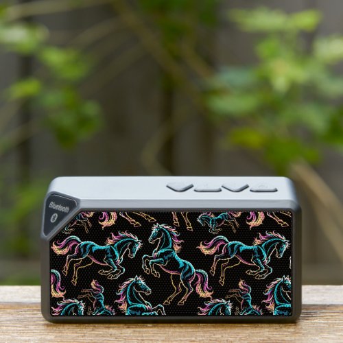 Horse Neon Light Glitch Retro Style Bluetooth Speaker