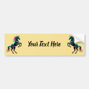 Horse Neon Light Glitch Retro Style Bumper Sticker