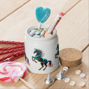 Horse Neon Light Glitch Retro Style Candy Jar