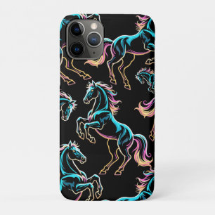Horse Neon Light Glitch Retro Style iPhone 11 Pro Case