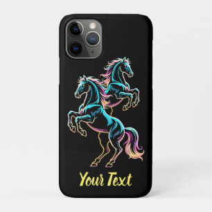 Horse Neon Light Glitch Retro Style iPhone 11 Pro Case