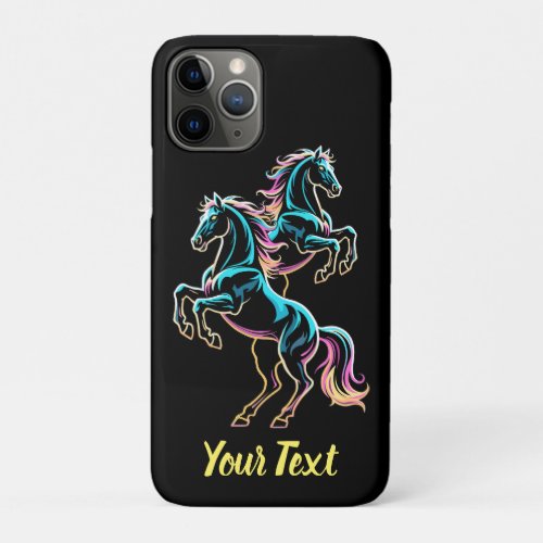 Horse Neon Light Glitch Retro Style iPhone 11 Pro Case