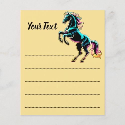 Horse Neon Light Glitch Retro Style Flyer