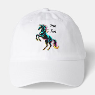 Horse Neon Light Glitch Retro Style Hat