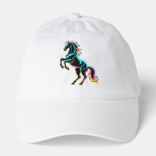 Horse Neon Light Glitch Retro Style Hat