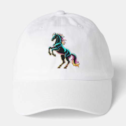 Horse Neon Light Glitch Retro Style Hat