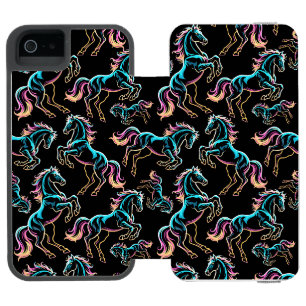 Horse Neon Light Glitch Retro Style iPhone SE/5/5s Wallet Case