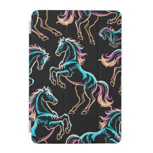Horse Neon Light Glitch Retro Style iPad Mini Cover