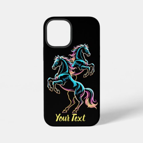 Horse Neon Light Glitch Retro Style iPhone 12 Mini Case