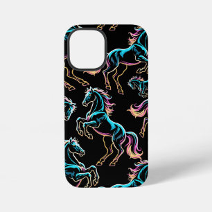 Horse Neon Light Glitch Retro Style iPhone 12 Mini Case