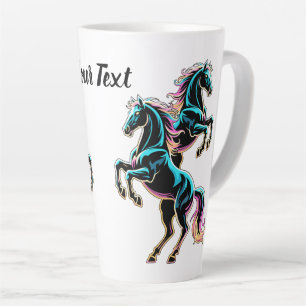 Horse Neon Light Glitch Retro Style Latte Mug
