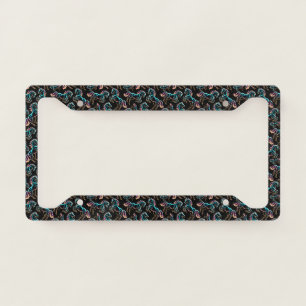 Horse Neon Light Glitch Retro Style License Plate Frame