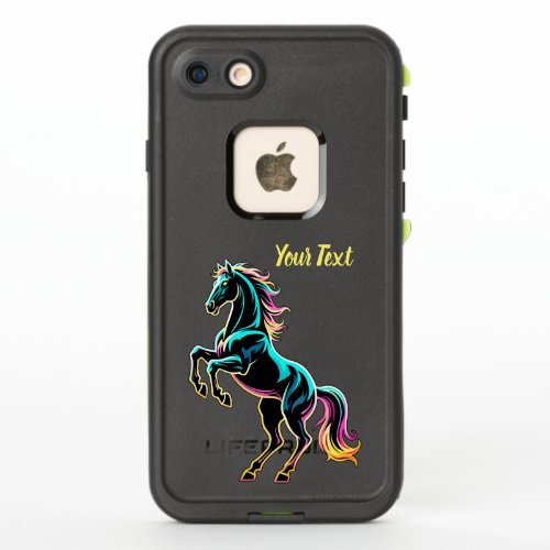 Horse Neon Light Glitch Retro Style
