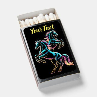 Horse Neon Light Glitch Retro Style Matchboxes
