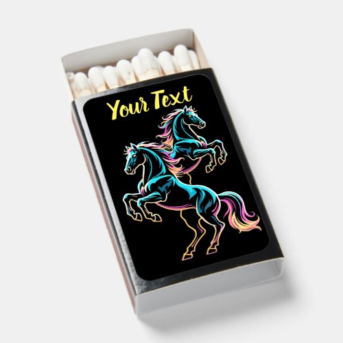 Horse Neon Light Glitch Retro Style Matchboxes