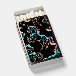 Horse Neon Light Glitch Retro Style Matchboxes