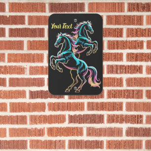 Horse Neon Light Glitch Retro Style Metal Sign