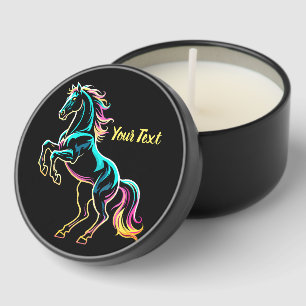 Horse Neon Light Glitch Retro Style Mini Candle Favors