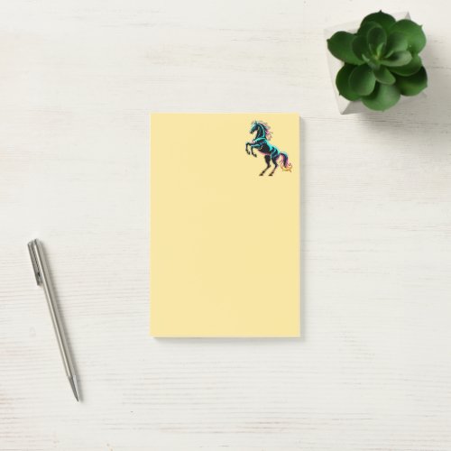 Horse Neon Light Glitch Retro Style Post-it Notes