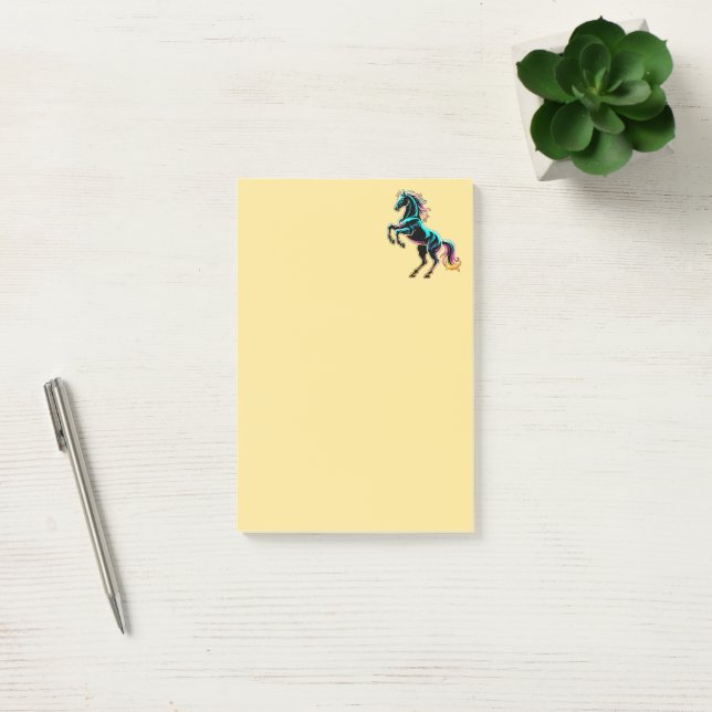 Horse Neon Light Glitch Retro Style Post-it Notes (Office)