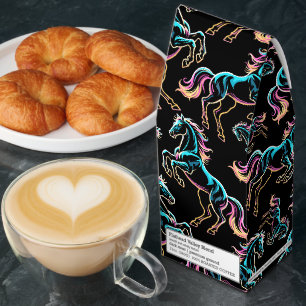 Horse Neon Light Glitch Retro Style Roasted Coffee
