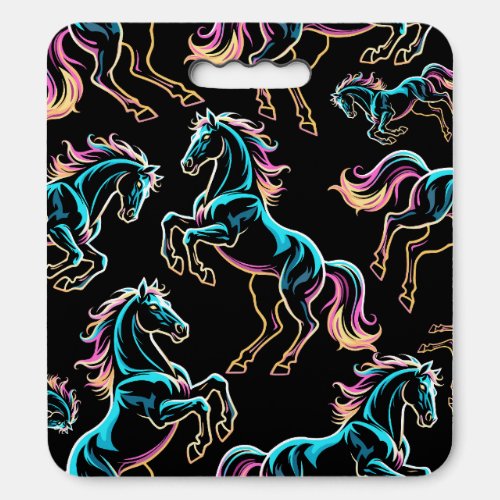 Horse Neon Light Glitch Retro Style Seat Cushion