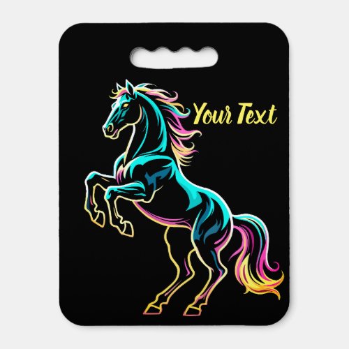 Horse Neon Light Glitch Retro Style Seat Cushion