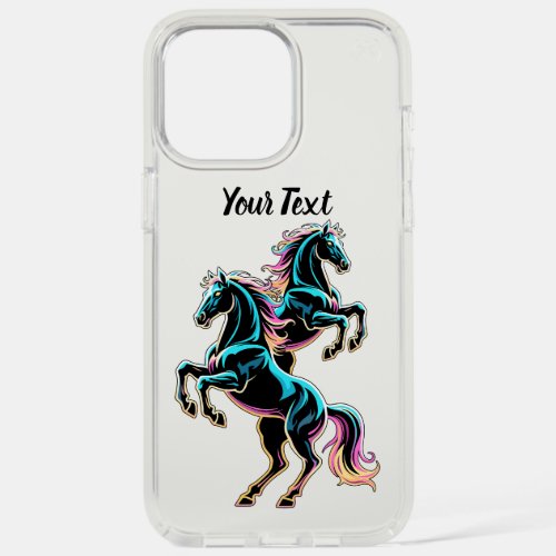 Horse Neon Light Glitch Retro Style iPhone 15 Pro Max Case