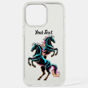 Horse Neon Light Glitch Retro Style iPhone 15 Pro Max Case