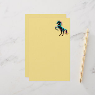 Horse Neon Light Glitch Retro Style Stationery