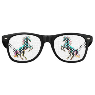 Horse Neon Light Glitch Retro Style Sunglasses