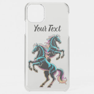 Horse Neon Light Glitch Retro Style iPhone 11 Pro Max Case