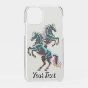 Horse Neon Light Glitch Retro Style iPhone 11 Pro Case
