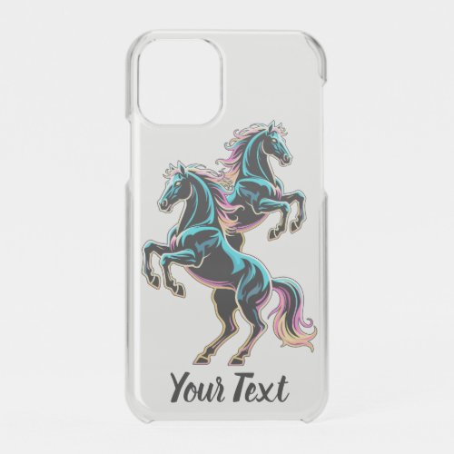 Horse Neon Light Glitch Retro Style iPhone 11 Pro Case