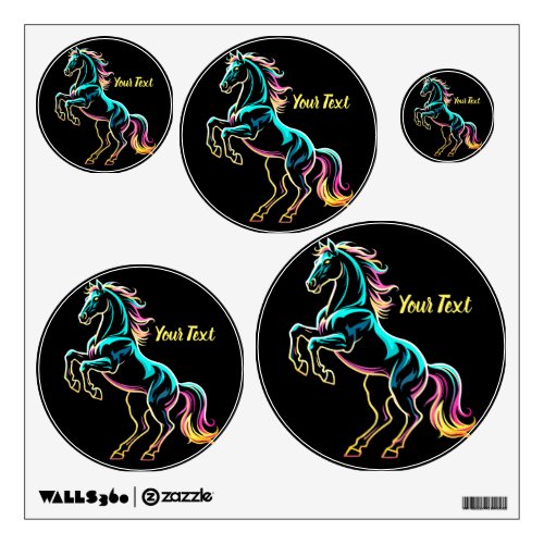 Horse Neon Light Glitch Retro Style Wall Decal