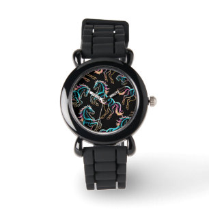Horse Neon Light Glitch Retro Style Watch