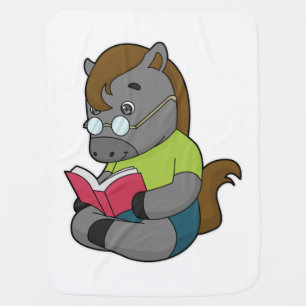 Horse Nerd Book Glasses Baby Blanket
