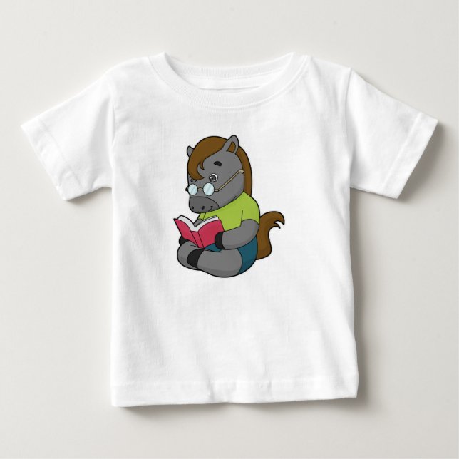 Horse Nerd Book Glasses Baby T-Shirt (Front)