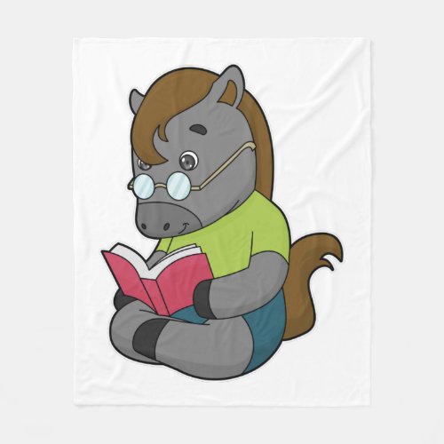 Horse Nerd Book Glasses Fleece Blanket