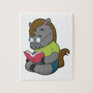 Horse Nerd Book Glasses Jigsaw Puzzle