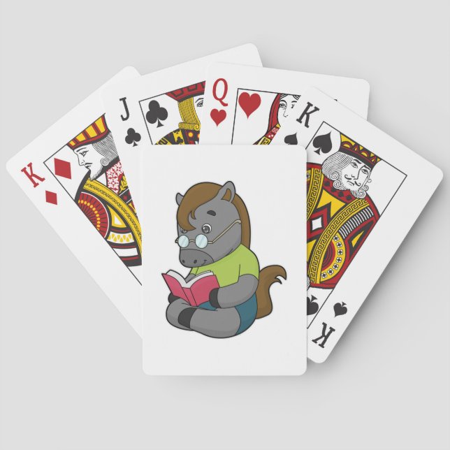Horse Nerd Book Glasses Poker Cards (Back)