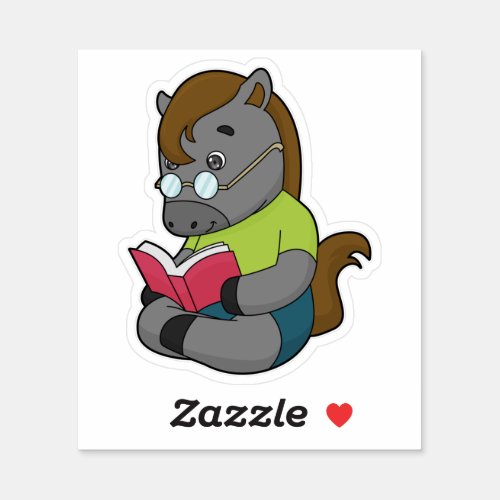 Horse Nerd Book Glasses Sticker