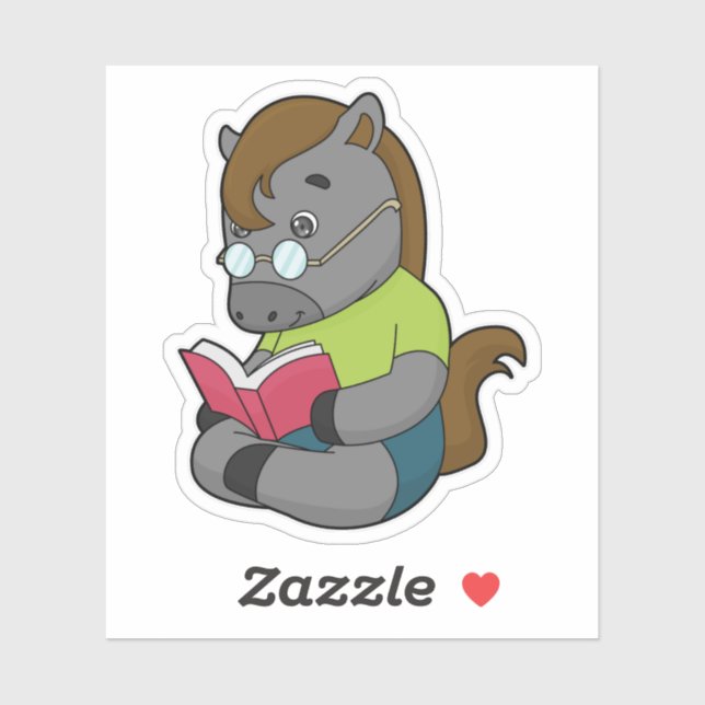 Horse Nerd Book Glasses Sticker (Sheet)