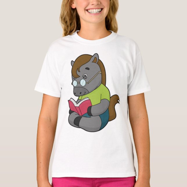 Horse Nerd Book Glasses T-Shirt (Front)