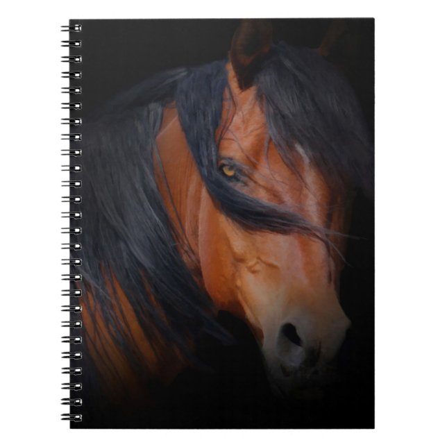 Horse Notebook, Beautiful Arabian Bay Horse Head Notebook (Front)