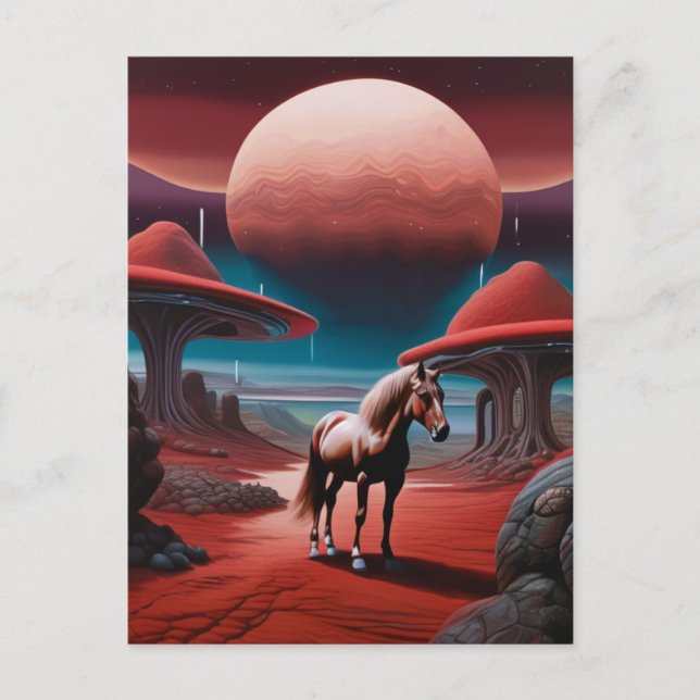 Horse on a Planet in Outerspace Postcard (Front)